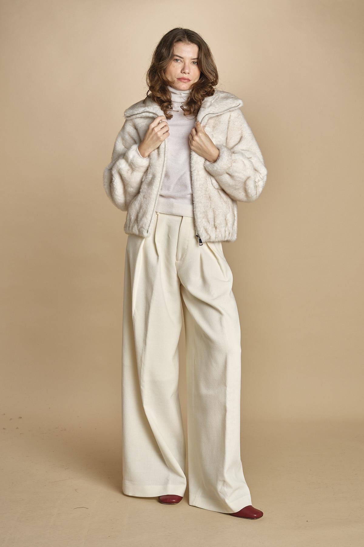 bomber in ecofur. ALBA ECRU giovanni paris 