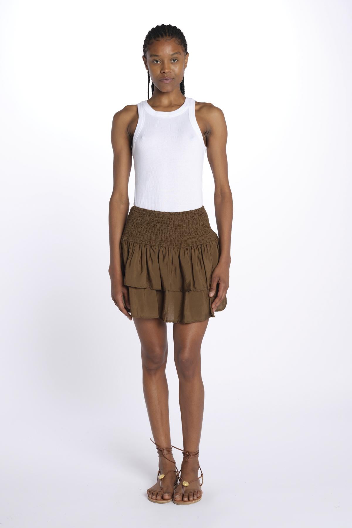 PANOLI minigonna a balze PANOLI OLIVE laraethnics 