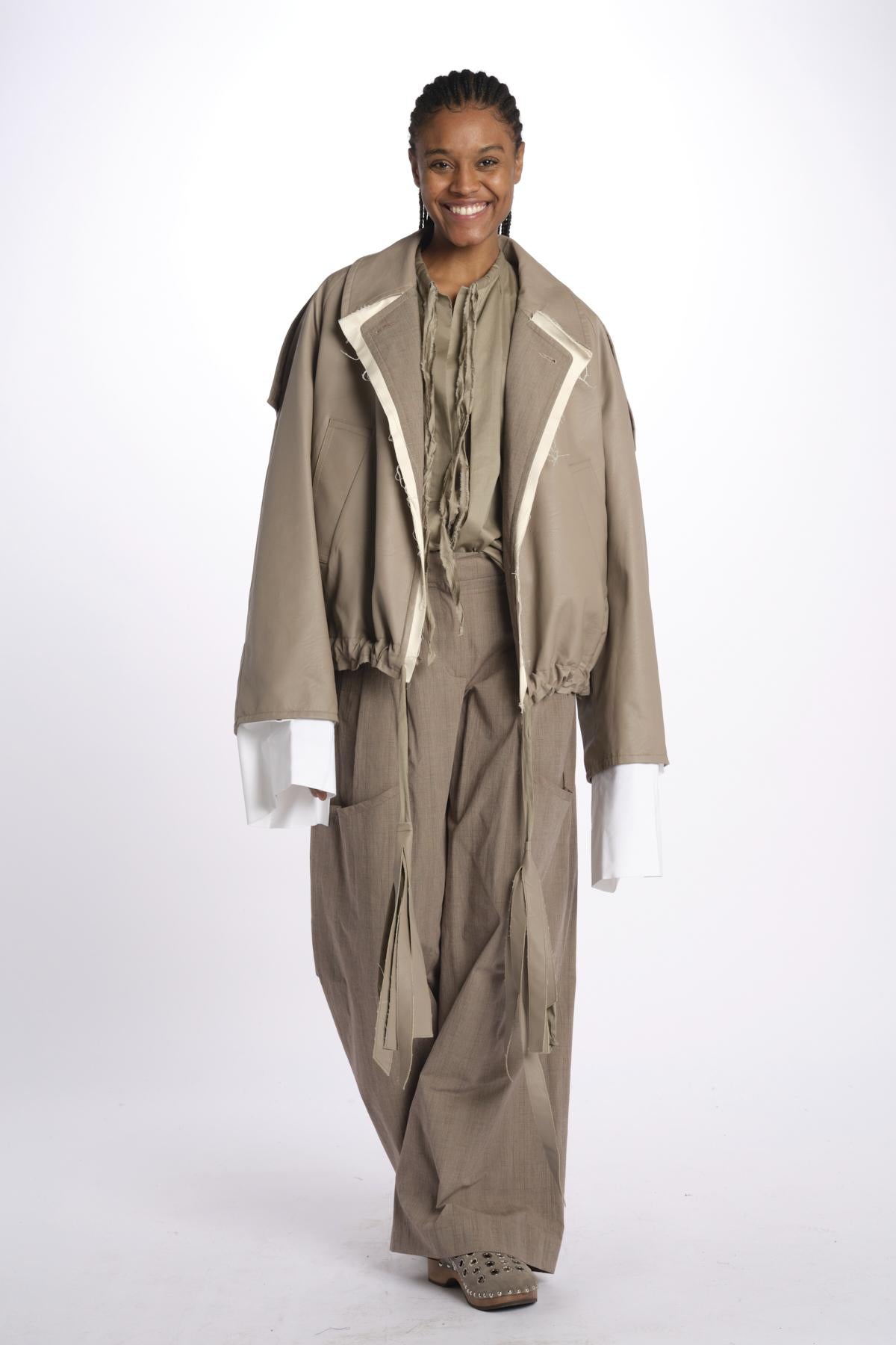 Bomber reversibile ecopelle e galles di cotone BOMBER TRENCH VEGANLEATHER jejia 