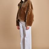 022 montone zip con cappuccio 24022-300 MASTICE milaura 