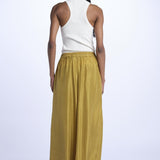 PALAZZO pantaloni in seta  by milaura. BE24252PANT OLIVE benaras soleil 