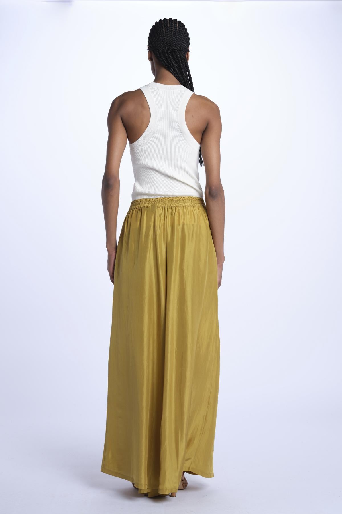 PALAZZO pantaloni in seta  by milaura. BE24252PANT OLIVE benaras soleil 