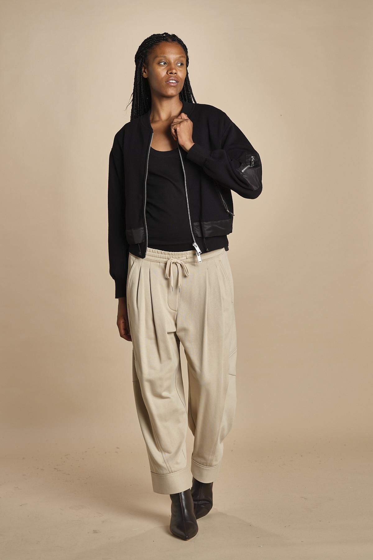 pantalone in felpa con pinces CURVED WIDE LEG 51321UFT CO310 CONCRETE phillip lim 