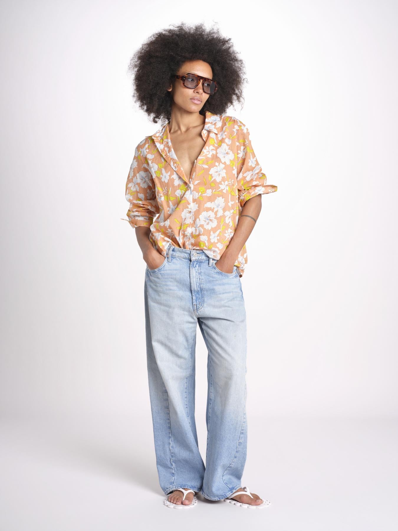 camicia stampa fiori VT6247 PEACH zen ethic 
