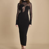 abito manica lunga con trasparenze UPTOWN BLACK undress code 