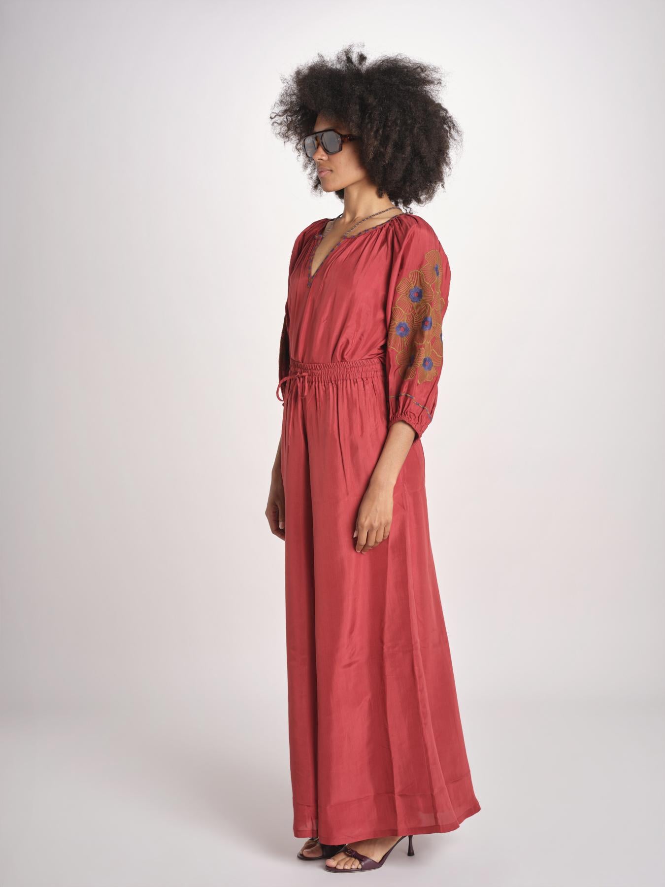 pantalone in seta over BE25252 RUST benaras soleil 