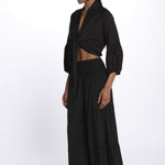 MARIA top con nodo e maniche lunghe MARIA NOIR laraethnics 
