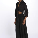 MARIA top con nodo e maniche lunghe MARIA NOIR laraethnics 