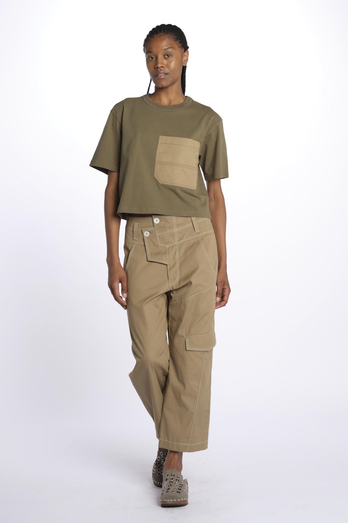 t-shirt baby pocket cropped con tasche 12662 106 KHAKI jejia 