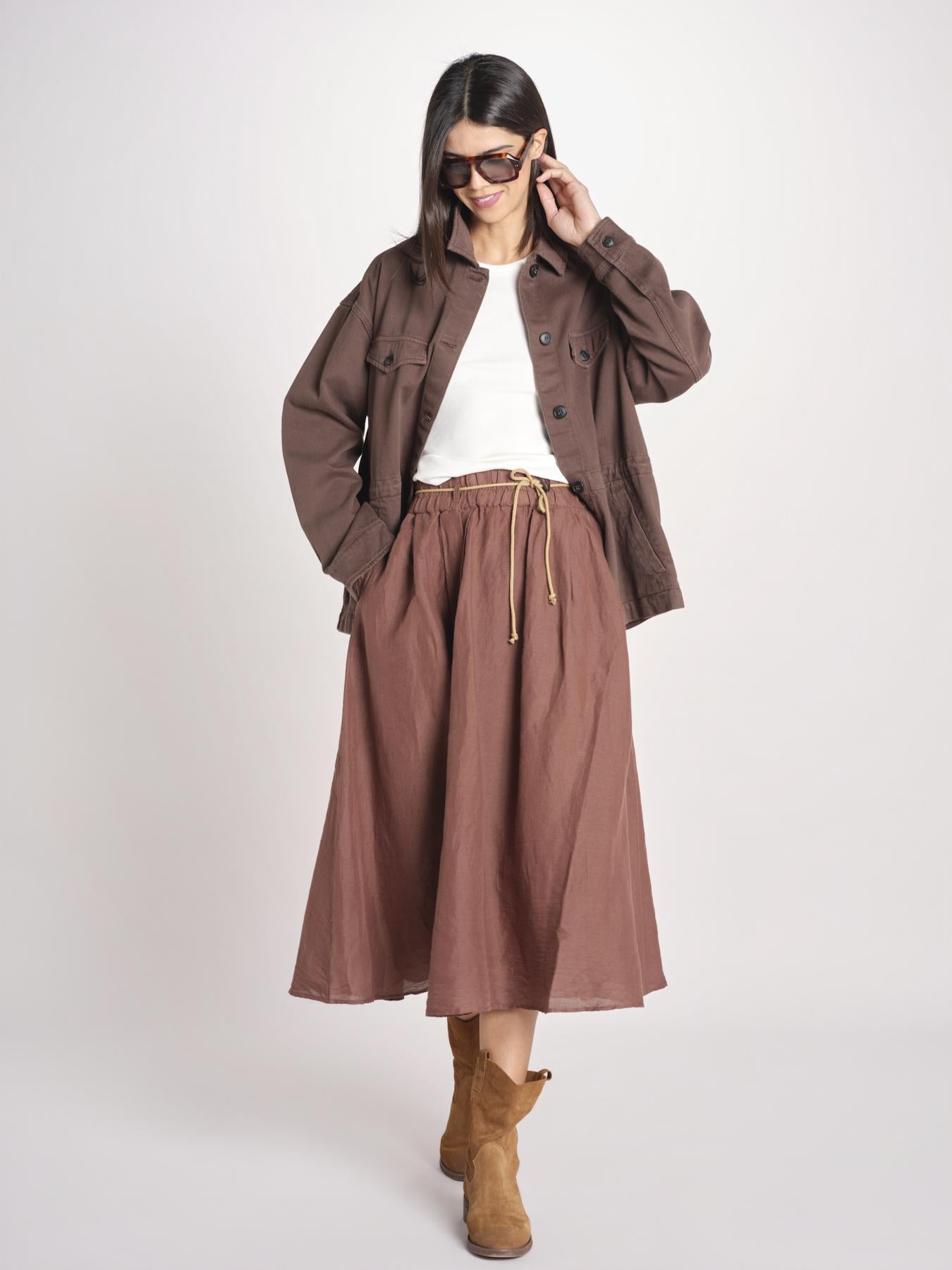 gonna in lino con coulisse MARTINA SOFTLINEN BROWN true avenue 