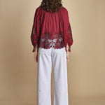 camicia con inserti in pizzo BERRY GARDEN 340369 BURGUNDY farm rio 