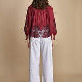 camicia con inserti in pizzo BERRY GARDEN 340369 BURGUNDY farm rio 