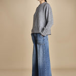 maglia girocollo over CLAUDIA GIROCOLLO GRIGIO_NERO tenne' 