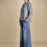 maglia girocollo over CLAUDIA GIROCOLLO GRIGIO_NERO tenne' 