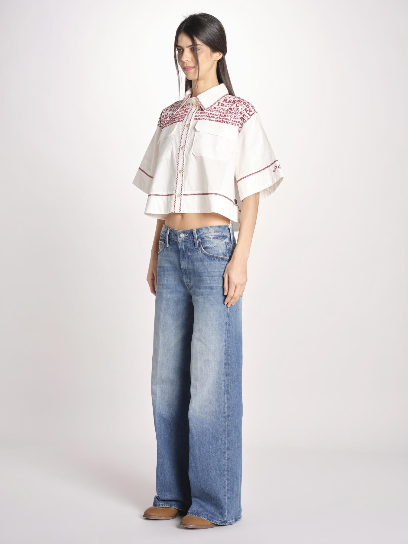 camicia m/c a punto croce 074 WHITE sea ny 