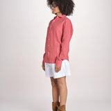 Camicia maschile in lino M012 951 ROSSO milaura 