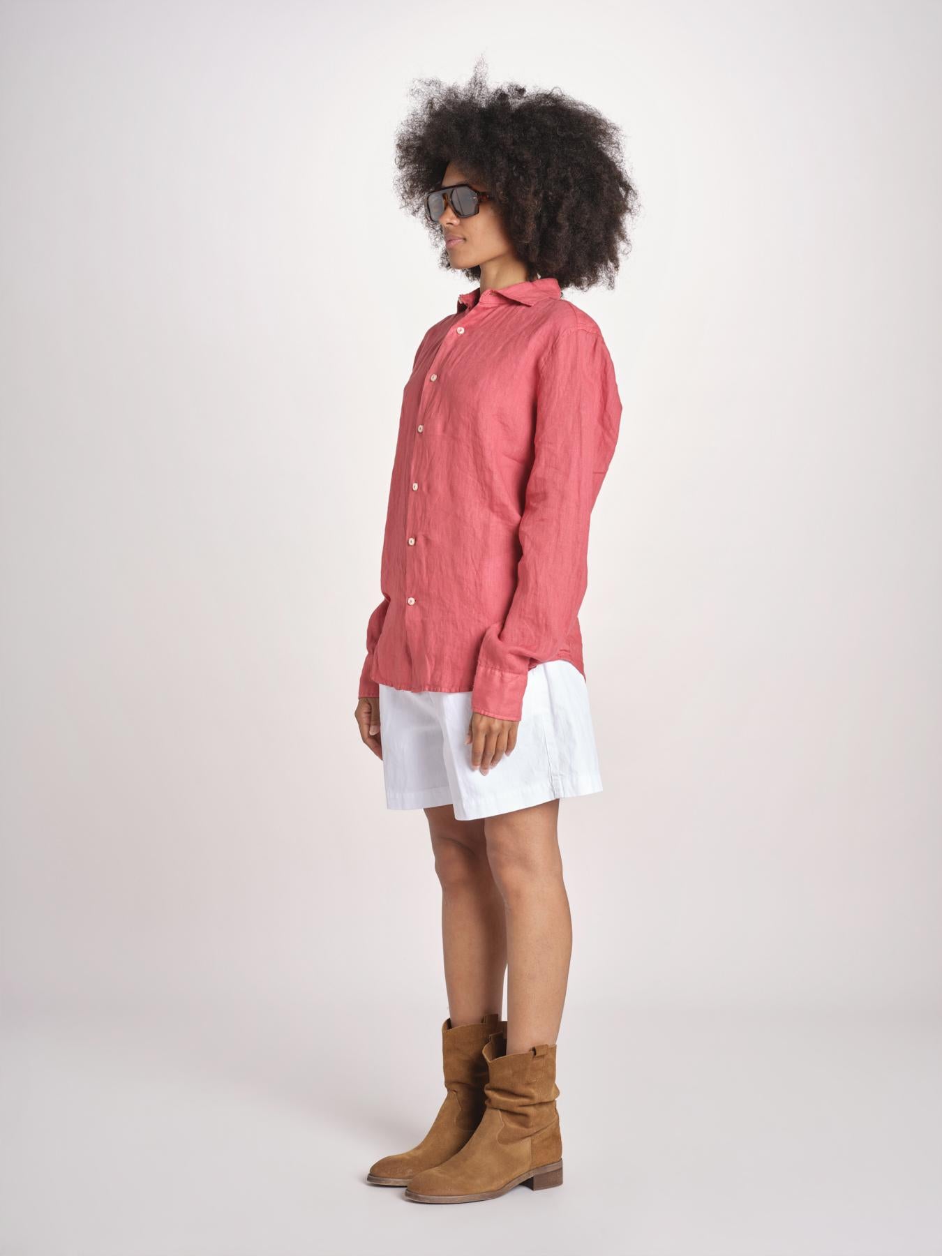 Camicia maschile in lino M012 951 ROSSO milaura 