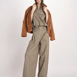 pantalone in cotone con pines PETRA PE99 OLIVA nine in the morning 
