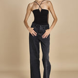 LUNA BODYSUIT body con spalline arricciate davanti e tulle sul retro LUNA BLACK undress code 