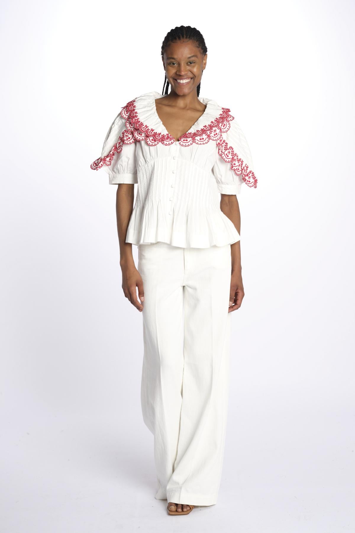 Camicia CAROLINE collo + ricamo DM 1213 WHITE damson madder 