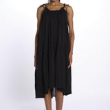 PALOMA abito lungo con balze e spalline sottili PALOMA NOIR laraethnics 