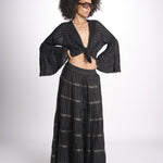 camicia cropped con nodo in lurex gessato JUNE BLACK christianzen 
