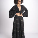 camicia cropped con nodo in lurex gessato JUNE BLACK christianzen 