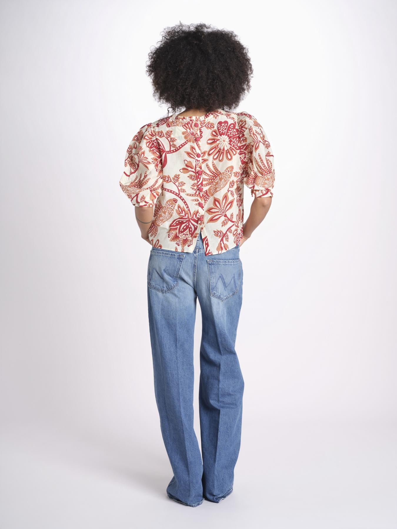 camicia manica sbuffo 344000 FLOWERFUL BEIGE 26040 farm rio 