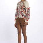 Camicia CASHEW MANDALA  stampa fiori 328625 CREAM farm rio 