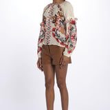 Camicia CASHEW MANDALA  stampa fiori 328625 CREAM farm rio 