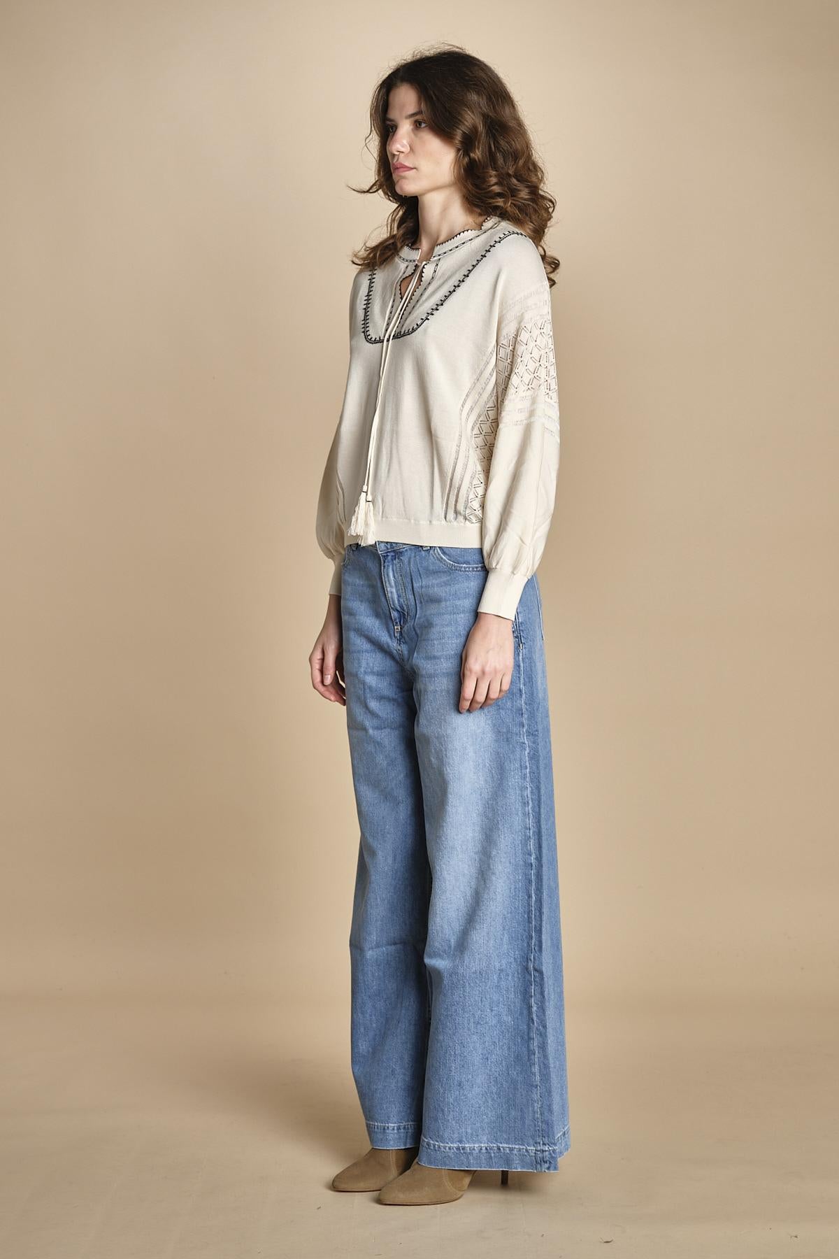 maglia over traforata BAUSCA ECRU ba&sh 