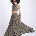 gonna luna con fiori intarsiati CALISTO M5310 PESTO lace the label 
