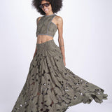 gonna luna con fiori intarsiati CALISTO M5310 PESTO lace the label 