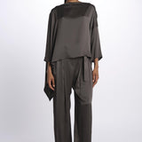 2881 camicia asimmetrica in crepe satin 2881 STONE dusan 