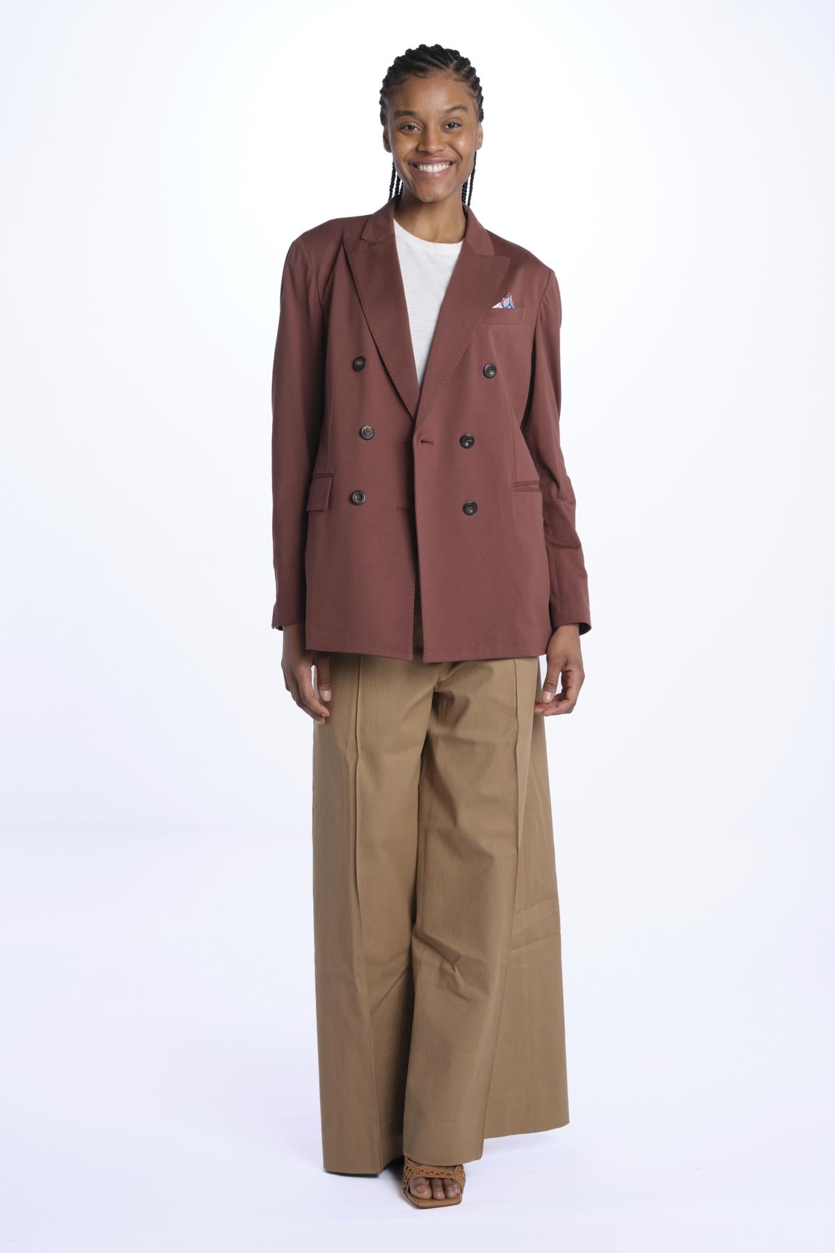 Giacca doppio petto piquet filo scozia 3393 BROWN circolo 1901 