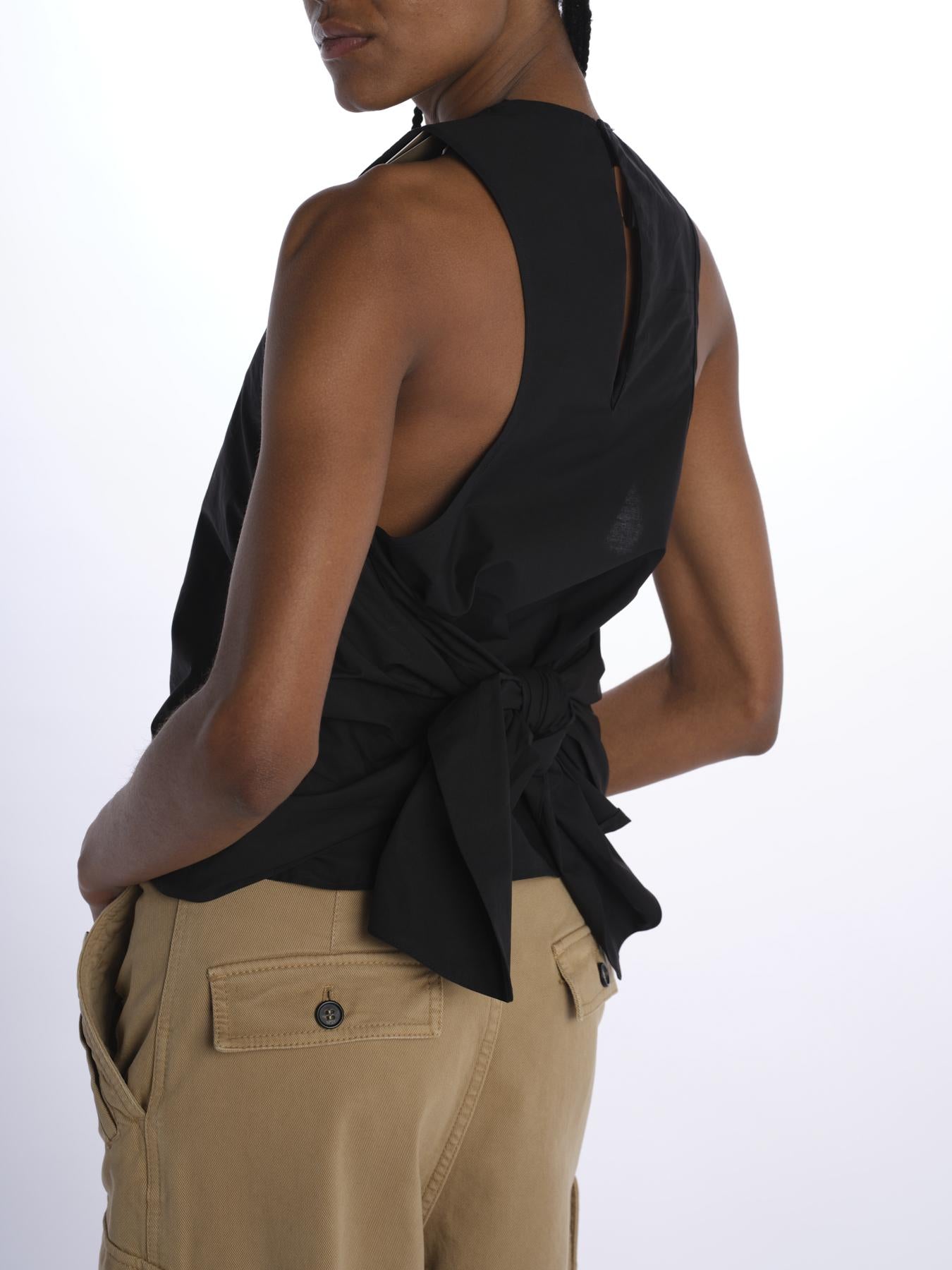 Top nero popeline con nodo G101 0132 9000NERO n21 