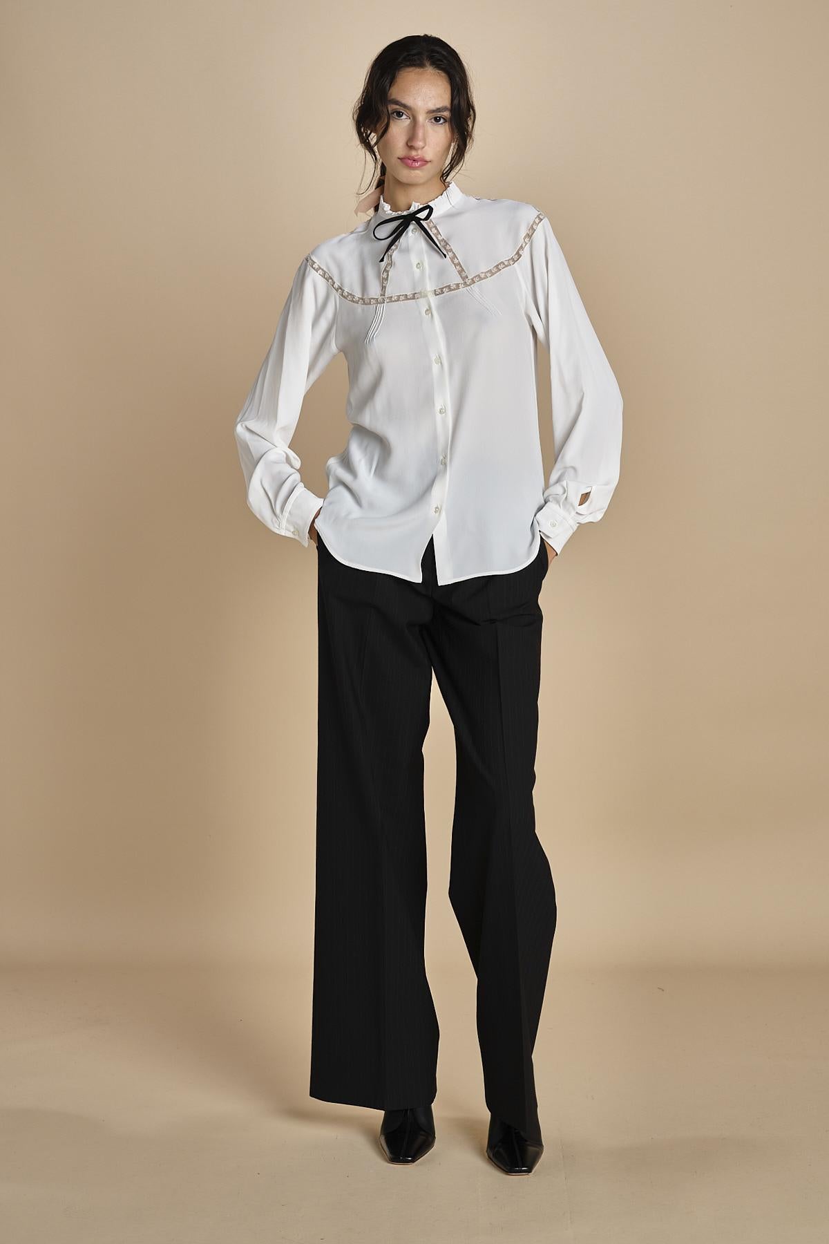camicia con inserti in pizzo G0625111 1102 n21 