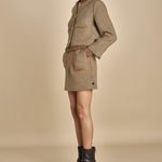 giacca in tweed cin bordo in pelle NINETTE TAUPE malina 