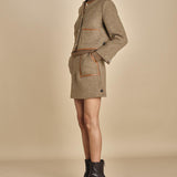 giacca in tweed cin bordo in pelle NINETTE TAUPE malina 