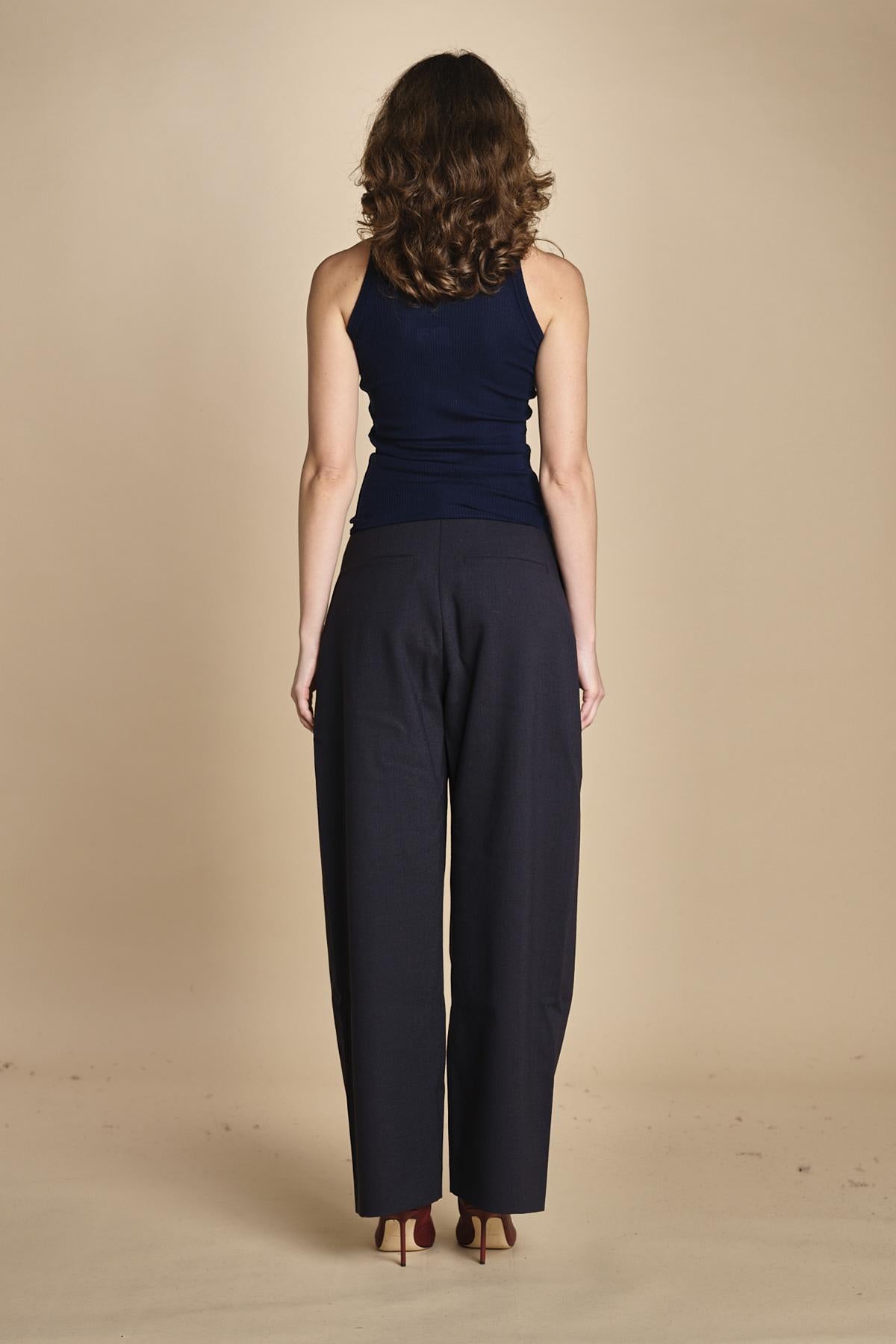 top americano a costine in lana merino LAU28 E21210 BLU milaura 