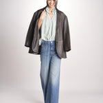 Camicia a righe e collo con rouches ESCARGOT SH71RESCARG-GRE GREEN STRIPES laurence bras 