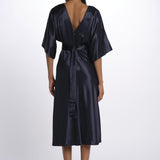 Abito JUNO midi manica svasata 3025446 NAVY malina 
