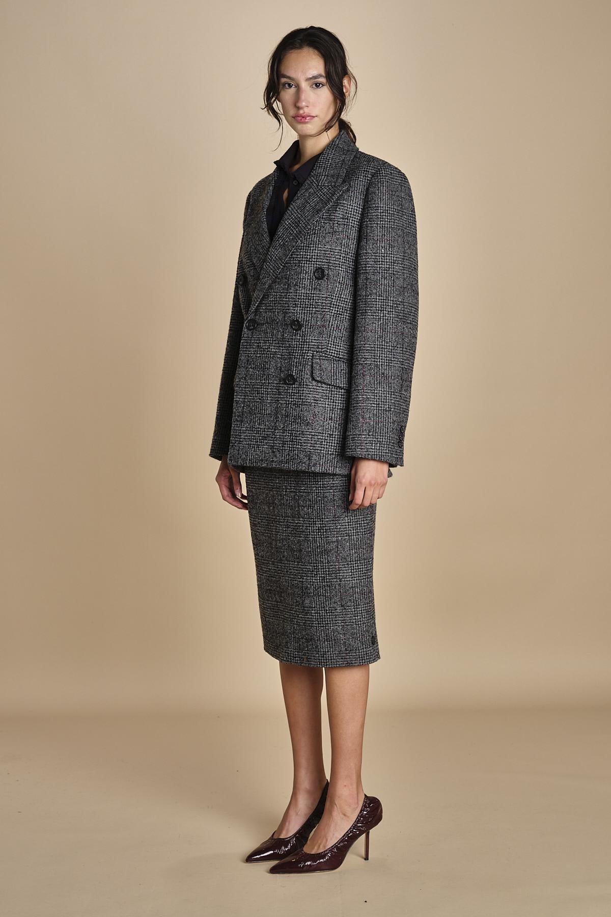 L062 blazer over gessato L031-3092-Q911 NERO_BIANCO n21 
