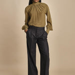 pantalone gessato con pinces MAFALDA 357507146 73 quelledue 
