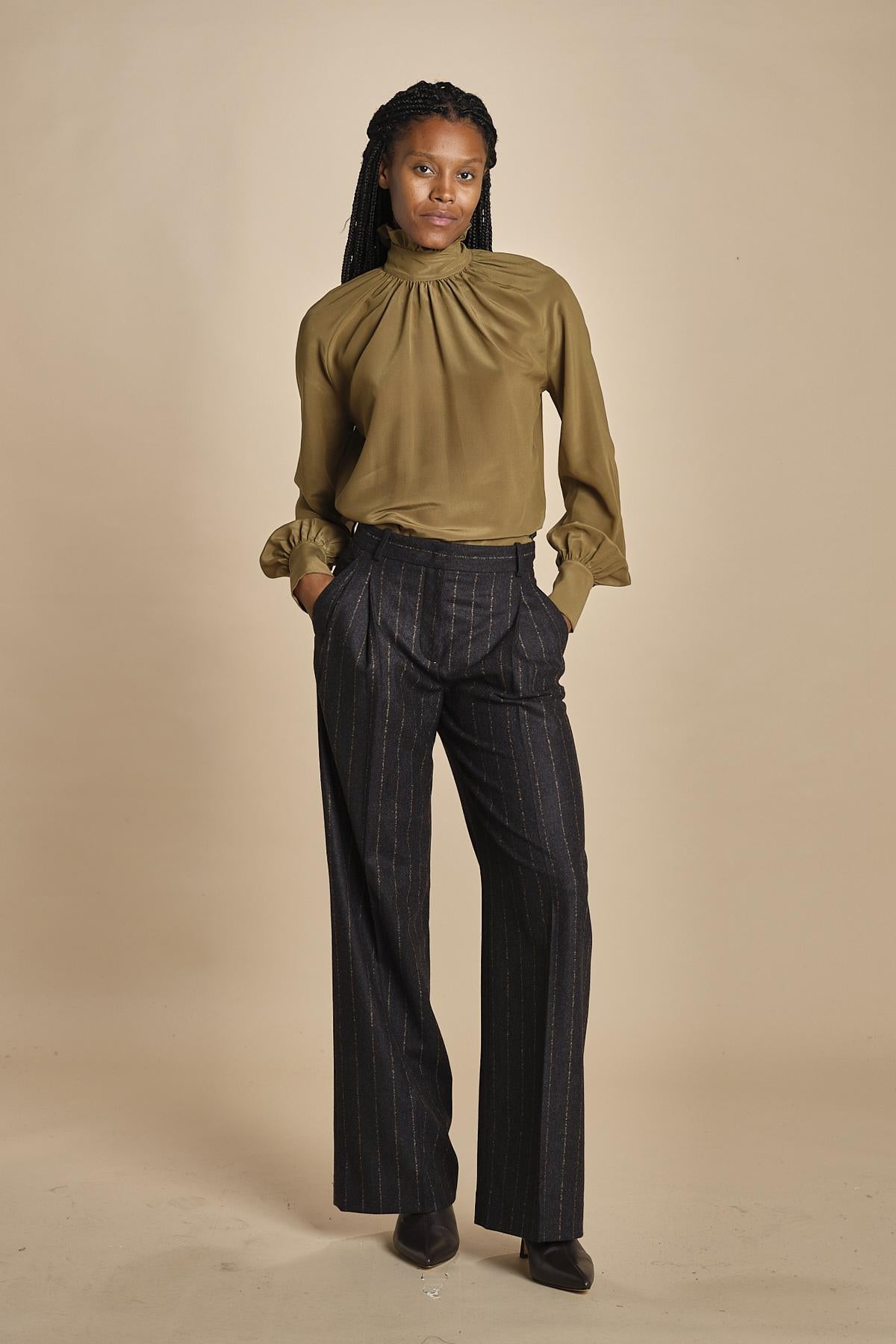 pantalone gessato con pinces MAFALDA 357507146 73 quelledue 