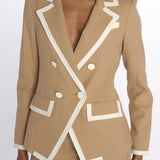 Blazer EDISON doppio petto con profilo TW4610536 KHAKI veronica beard 