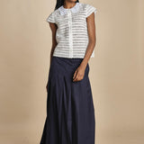camicia a maniche corte con rouches e smerli G04152011102 BIANCO n21 