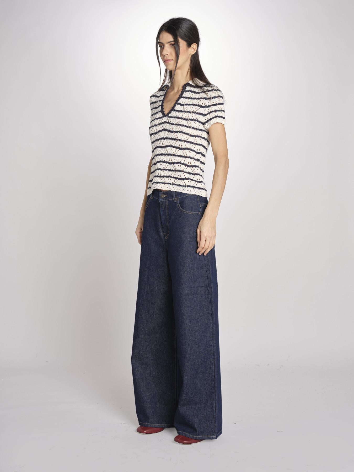 Top crochet GILLIS 5evc10-V15852 ECRU MARINE vanessa bruno 