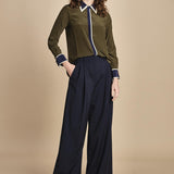 camicia con collo e polsi a contrasto CR_3069T OLIVE bodice 