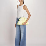 clutch in spugna dipinta a mano PM.25E28. Y YELLOW le daf 
